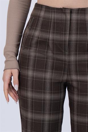 Trend Önü Pensli Zr Model Ekose Pantolon 30102