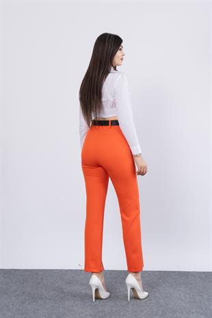 Trend PAÇASI YIRTMAÇLI KEMERLİ KALEM PANTOLON 3878