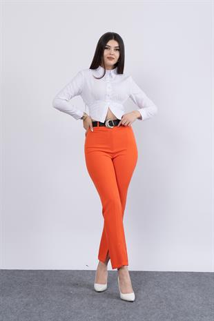 Trend PAÇASI YIRTMAÇLI KEMERLİ KALEM PANTOLON 3878