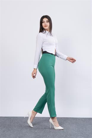 Trend PAÇASI YIRTMAÇLI KEMERLİ KALEM PANTOLON 3878