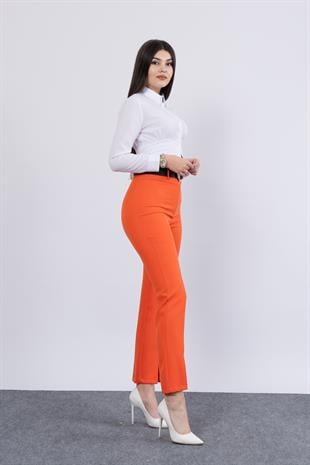 Trend PAÇASI YIRTMAÇLI KEMERLİ KALEM PANTOLON 3878