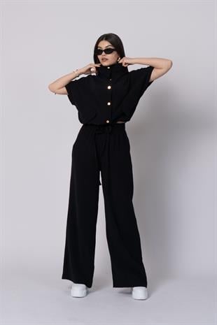 Trend Takım Bel Tünel Geçişli Lastikli Bluz ve Cepli Pantolon 1196