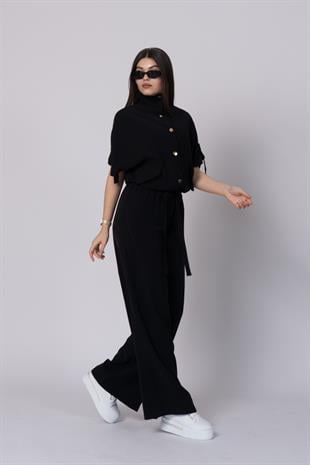 Trend Takım Bel Tünel Geçişli Lastikli Bluz ve Cepli Pantolon 1196