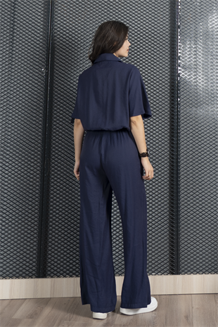 Trend Takım Bel Tünel Geçişli Lastikli Bluz ve Cepli Pantolon 1196