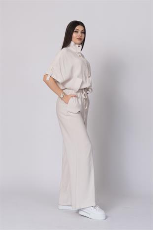 Trend Takım Bel Tünel Geçişli Lastikli Bluz ve Cepli Pantolon 1196