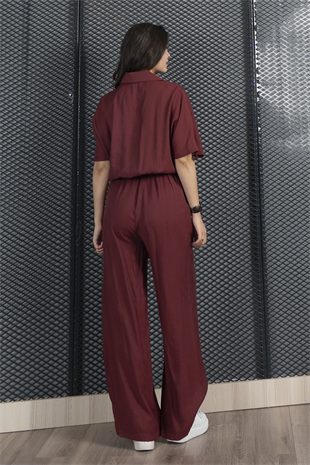 Trend Takım Bel Tünel Geçişli Lastikli Bluz ve Cepli Pantolon 1196