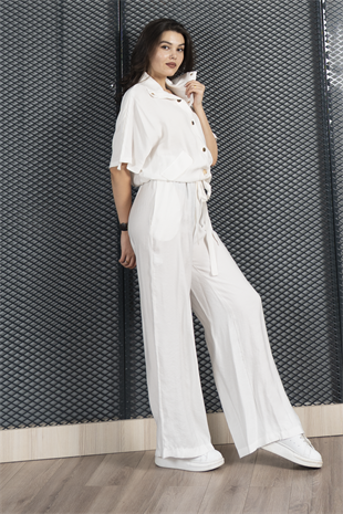 Trend Takım Bel Tünel Geçişli Lastikli Bluz ve Cepli Pantolon 1196