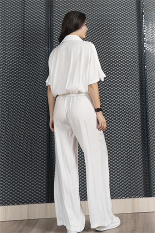 Trend Takım Bel Tünel Geçişli Lastikli Bluz ve Cepli Pantolon 1196