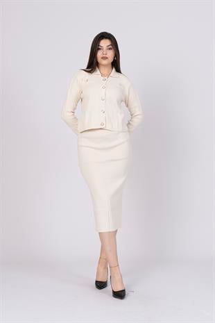 003 Trend Perla Triko Hırka Etek Takım