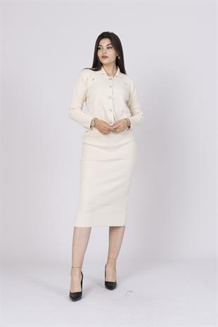 003 Trend Perla Triko Hırka Etek Takım