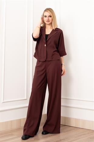 Vera Viskon Premium Takım – Kısa Kol Ceket & Lastikli Pantolon 1269