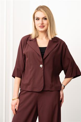 Vera Viskon Premium Takım – Kısa Kol Ceket & Lastikli Pantolon 1269
