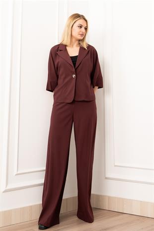 Vera Viskon Premium Takım – Kısa Kol Ceket & Lastikli Pantolon 1269