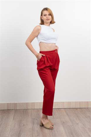 Verev Beli Lastikli Kumaş Pantolon 30228