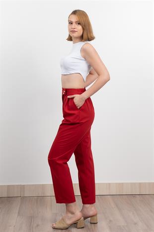 Verev Beli Lastikli Kumaş Pantolon 30228