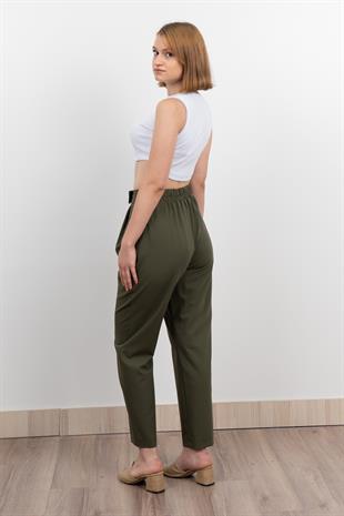 Verev Beli Lastikli Kumaş Pantolon 30228