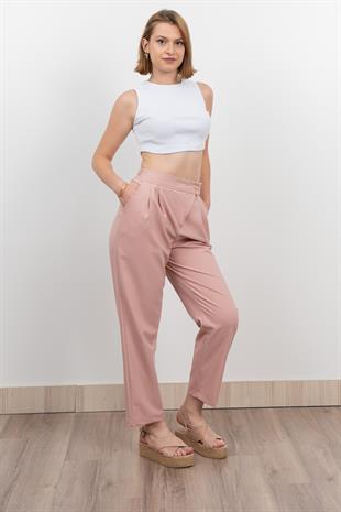 Verev Beli Lastikli Kumaş Pantolon 30228