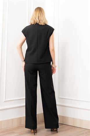 Verev Kesim Kruvaze Kapama Deteylı Yelek Pantolon Takım 1284