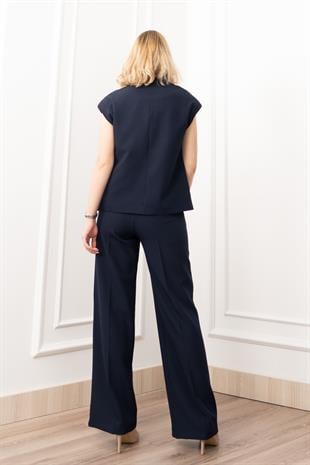 Verev Kesim Kruvaze Kapama Deteylı Yelek Pantolon Takım 1284