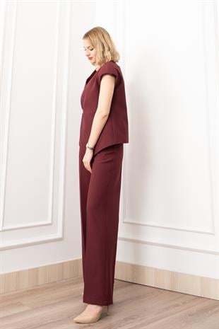 Verev Kesim Kruvaze Kapama Deteylı Yelek Pantolon Takım 1284