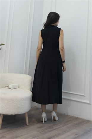 Yakalı Uzun Biritli Elbise 50325