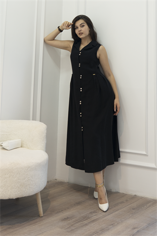 Yakalı Uzun Biritli Elbise 50325