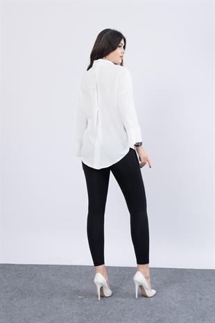 Yarasa Kol Arka Dikiş Pileli Gömlek 7992