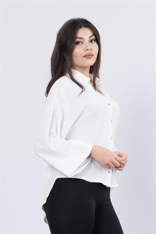 Yarasa Kol Arka Dikiş Pileli Gömlek 7992