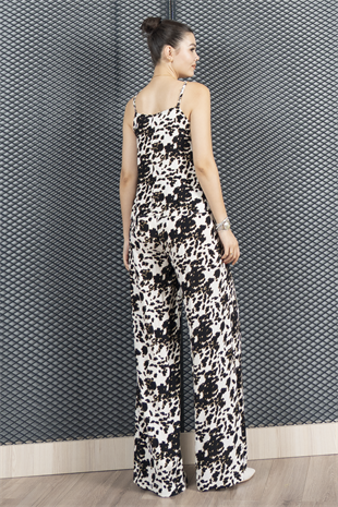 Zincir Omuz Askılı Bluz ve Beli Lastikli Salaş Pantolon 70033