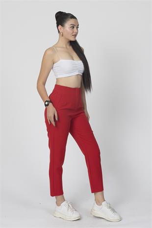 ZR Model Pens Detaylı Yüksek Bel Kumaş Pantolon 30062