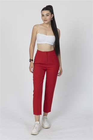 ZR Model Pens Detaylı Yüksek Bel Kumaş Pantolon 30062
