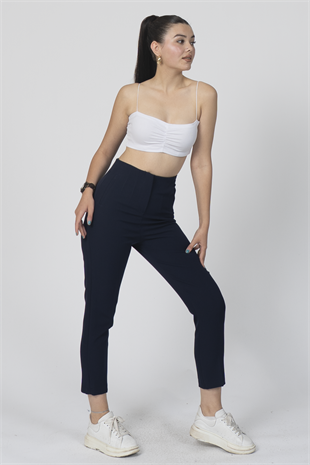 ZR Model Pens Detaylı Yüksek Bel Kumaş Pantolon 30062