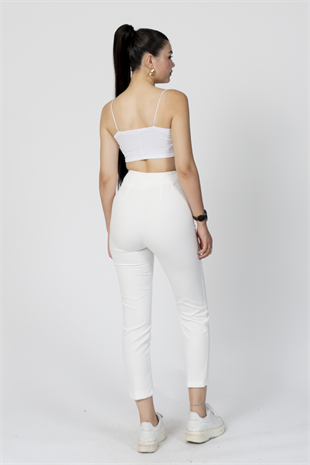 ZR Model Pens Detaylı Yüksek Bel Kumaş Pantolon 30062