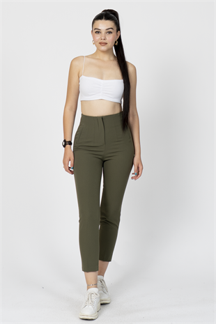 ZR Model Pens Detaylı Yüksek Bel Kumaş Pantolon 30062