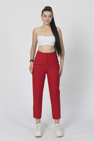 ZR Model Pens Detaylı Yüksek Bel Kumaş Pantolon 30062