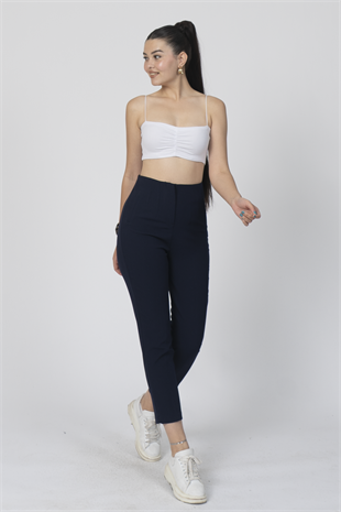 ZR Model Pens Detaylı Yüksek Bel Kumaş Pantolon 30062