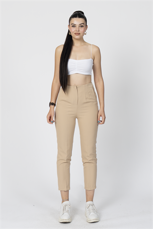 ZR Model Pens Detaylı Yüksek Bel Kumaş Pantolon 30062