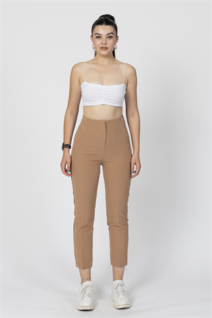 ZR Model Pens Detaylı Yüksek Bel Kumaş Pantolon 30062