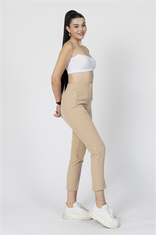 ZR Model Pens Detaylı Yüksek Bel Kumaş Pantolon 30062