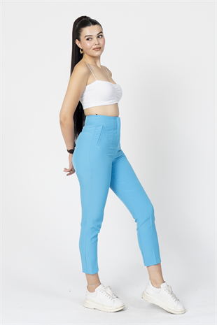 ZR Model Pens Detaylı Yüksek Bel Kumaş Pantolon 30062