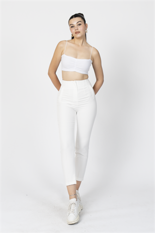 ZR Model Pens Detaylı Yüksek Bel Kumaş Pantolon 30062