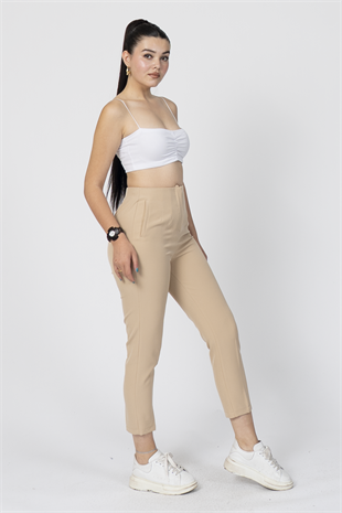 ZR Model Pens Detaylı Yüksek Bel Kumaş Pantolon 30062