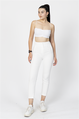 ZR Model Pens Detaylı Yüksek Bel Kumaş Pantolon 30062