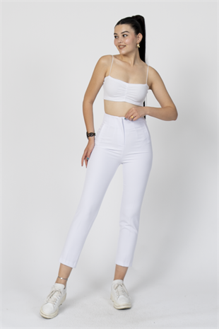 ZR Model Pens Detaylı Yüksek Bel Kumaş Pantolon 30062