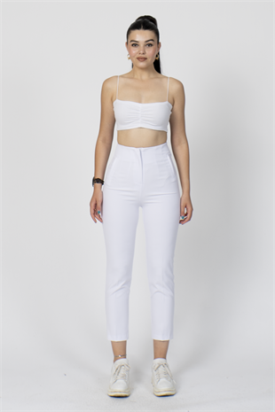 ZR Model Pens Detaylı Yüksek Bel Kumaş Pantolon 30062