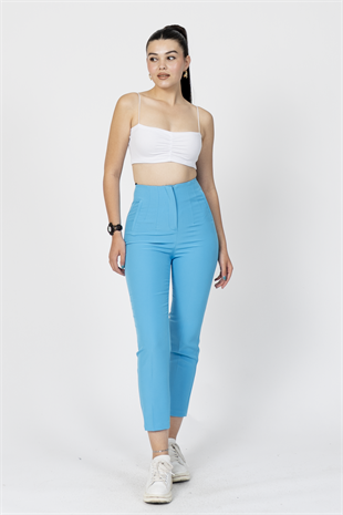 ZR Model Pens Detaylı Yüksek Bel Kumaş Pantolon 30062