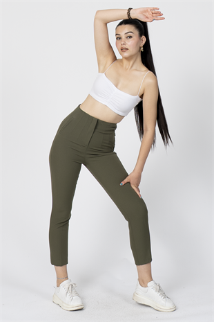 ZR Model Pens Detaylı Yüksek Bel Kumaş Pantolon 30062