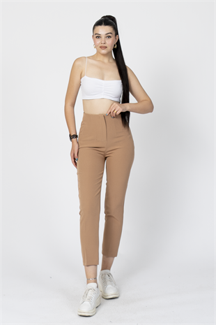 ZR Model Pens Detaylı Yüksek Bel Kumaş Pantolon 30062