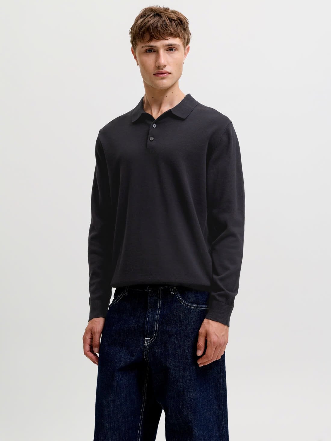 JJEBASIC KNIT LS POLO SN 12298384