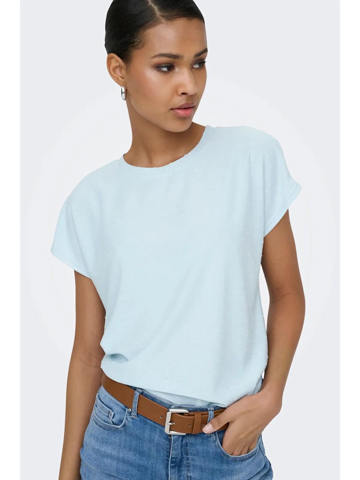 ONLY ONLMOLLY S/S O-NECK DOBBY TOP JRS 15368563